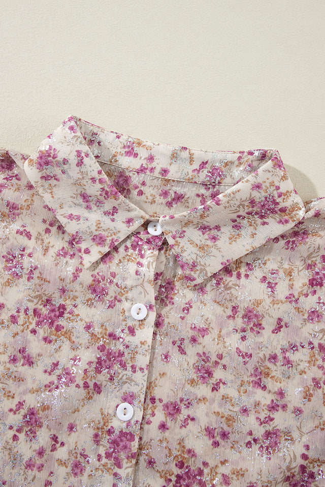 Printed Collared Neck Long Sleeve Shirt.