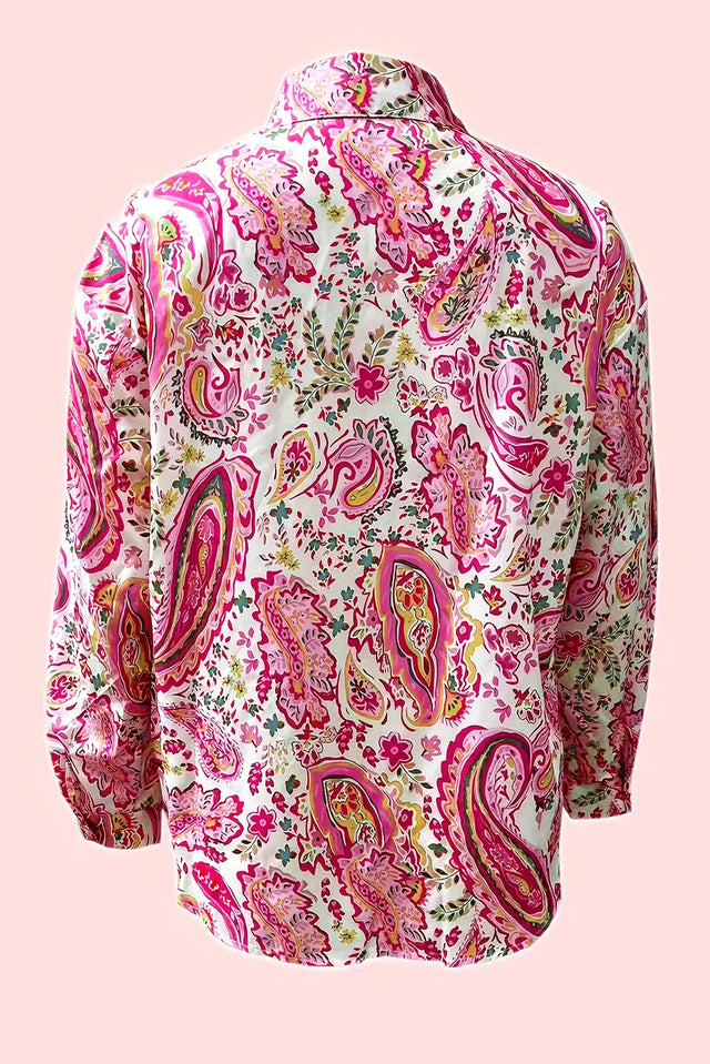 Printed Collared Neck Long Sleeve Shirt.