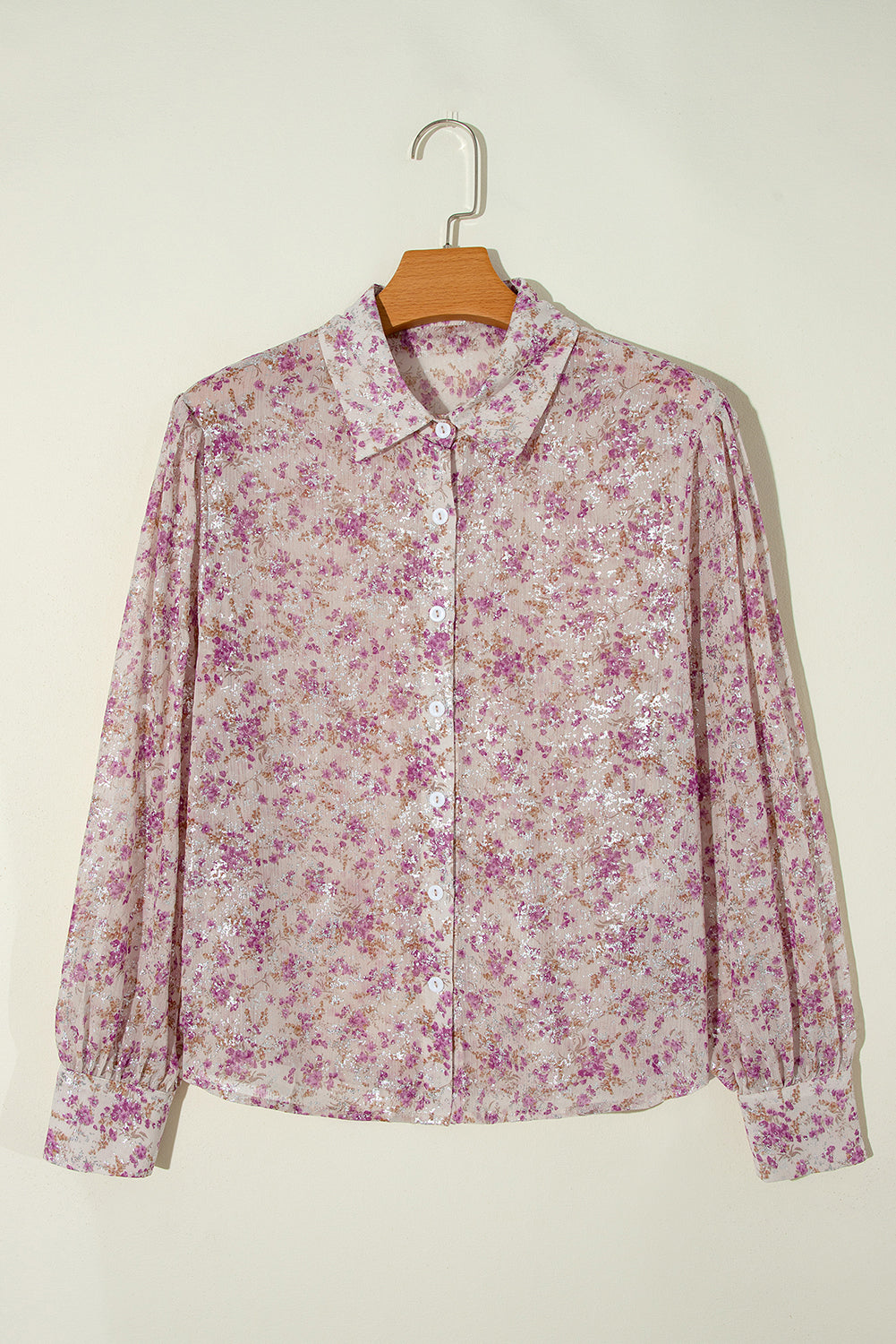 Printed Collared Neck Long Sleeve Shirt.