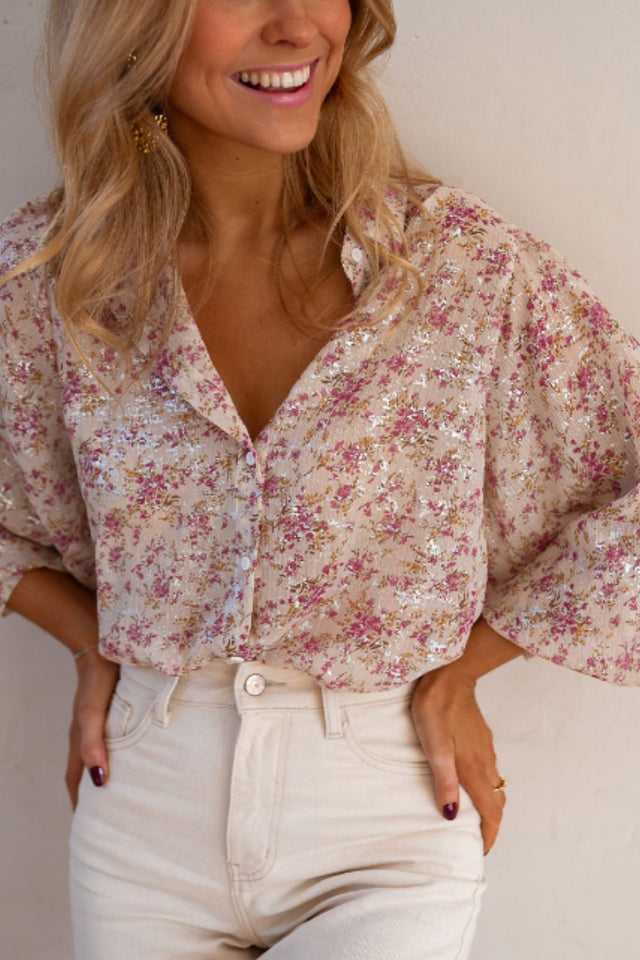 Printed Collared Neck Long Sleeve Shirt.