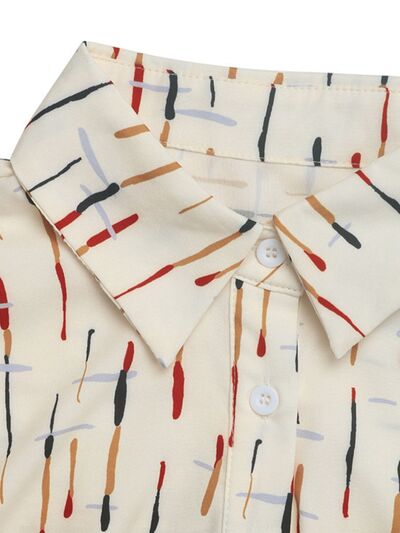 Perfee Printed Collared Neck Short Sleeve Shirt.