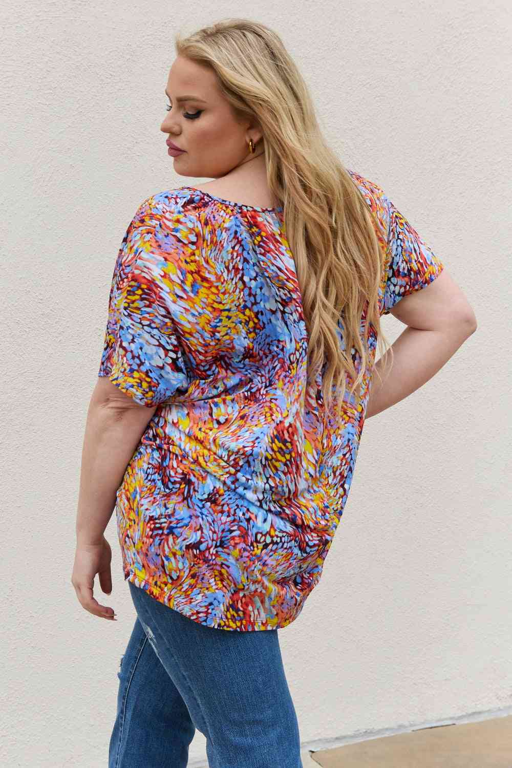 Be Stage full size Printed Dolman Flowy Top.