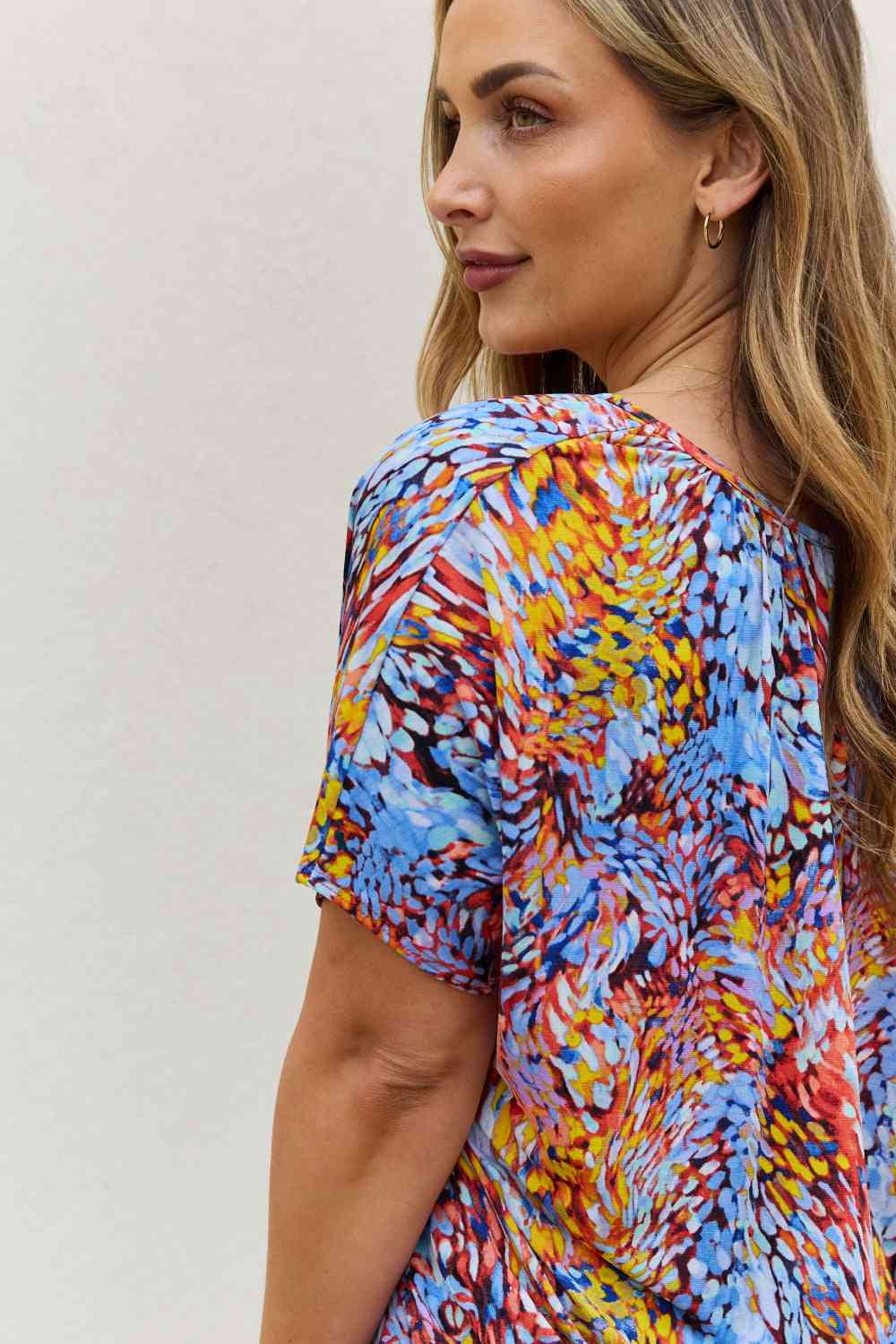 Be Stage full size Printed Dolman Flowy Top.