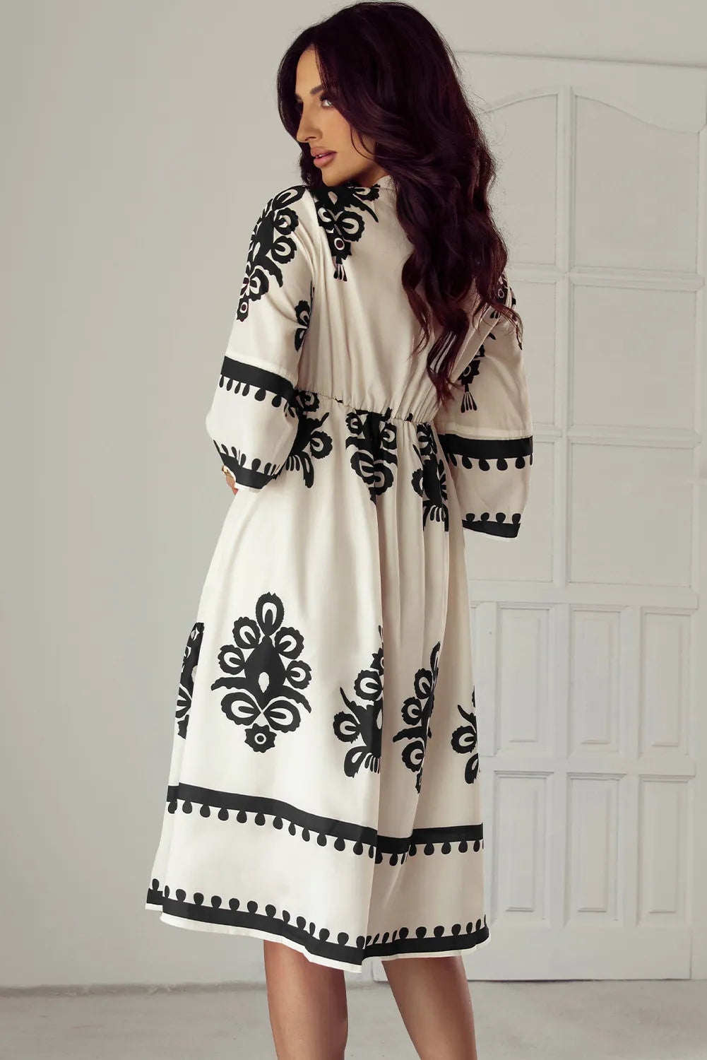 Printed Half Sleeve Knee Length Dress.