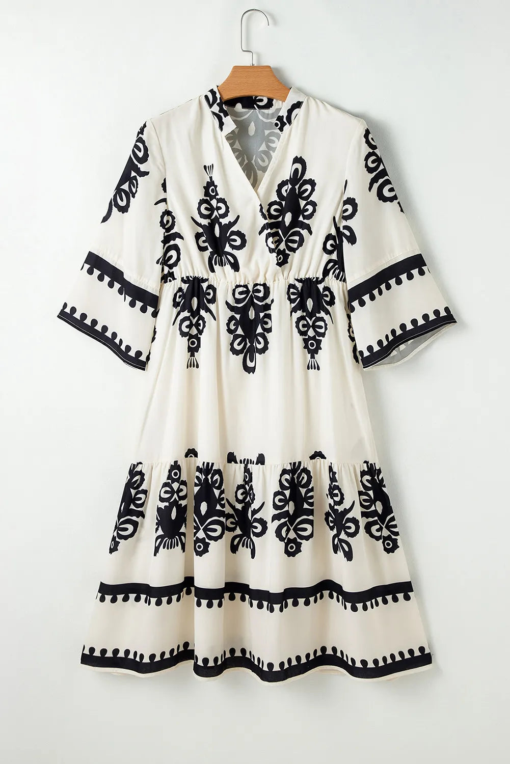 Printed Half Sleeve Knee Length Dress.