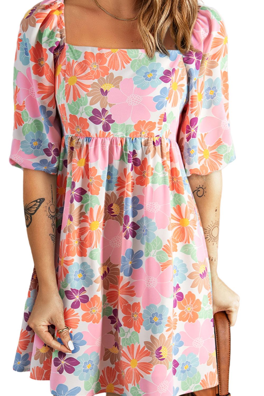 Printed Half Sleeve Mini Dress.