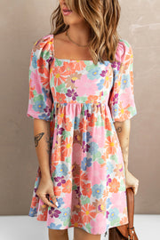 Printed Half Sleeve Mini Dress.