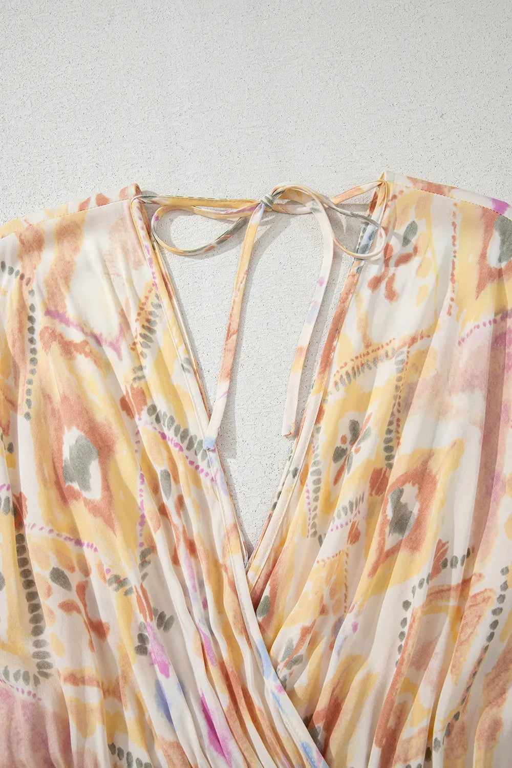 Printed Half Sleeve Shirred High Waist Maxi Dress.