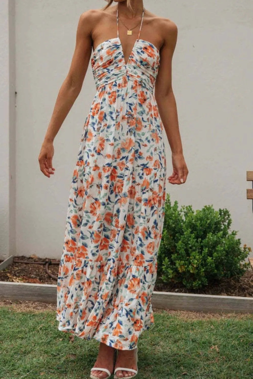 Printed Halter Neck Cami Dress.