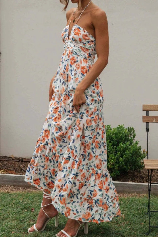 Printed Halter Neck Cami Dress.