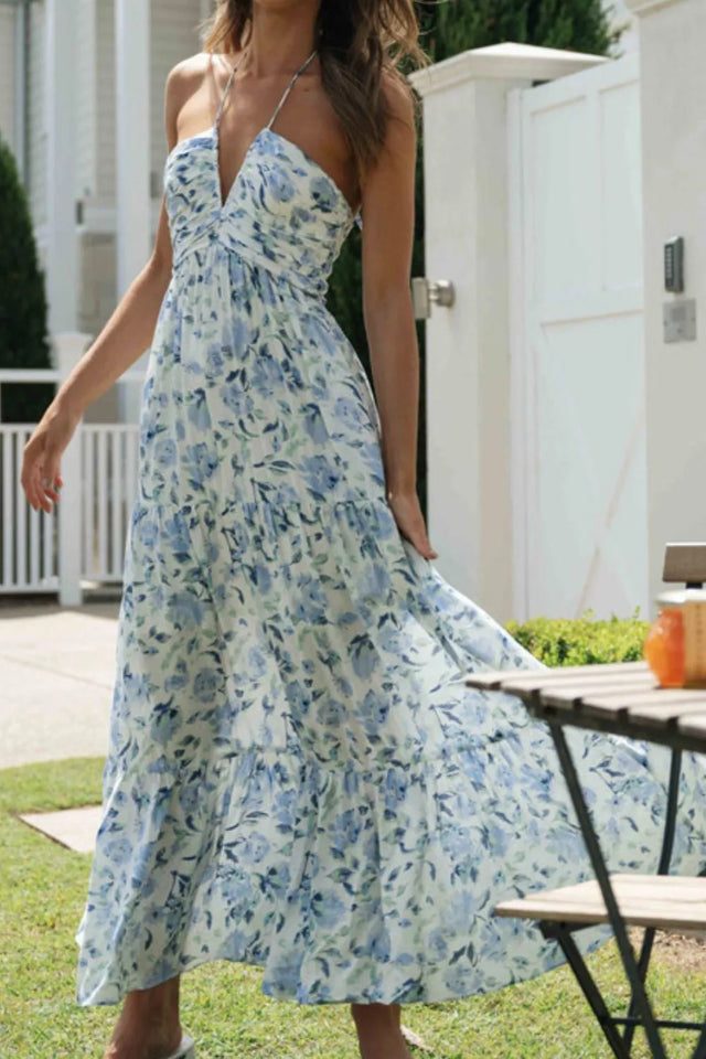 Printed Halter Neck Cami Dress.