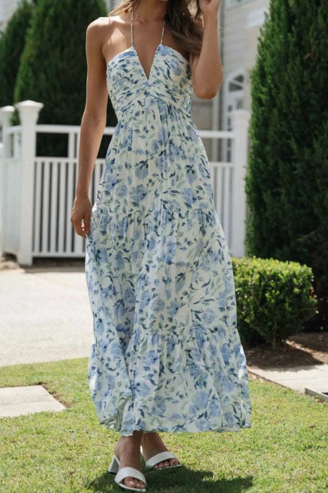 Printed Halter Neck Cami Dress.