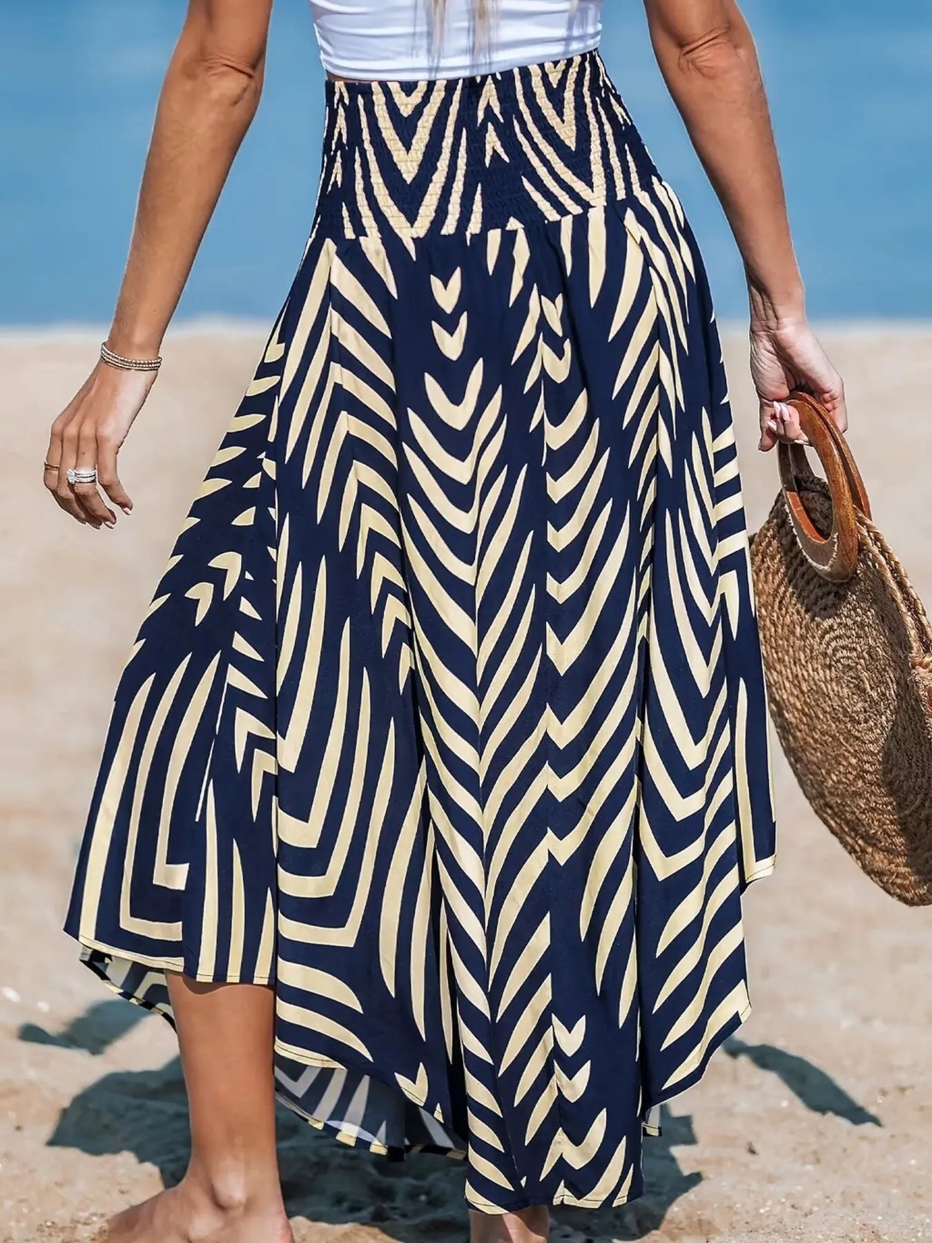 Printed High Waist Maxi Skirt.