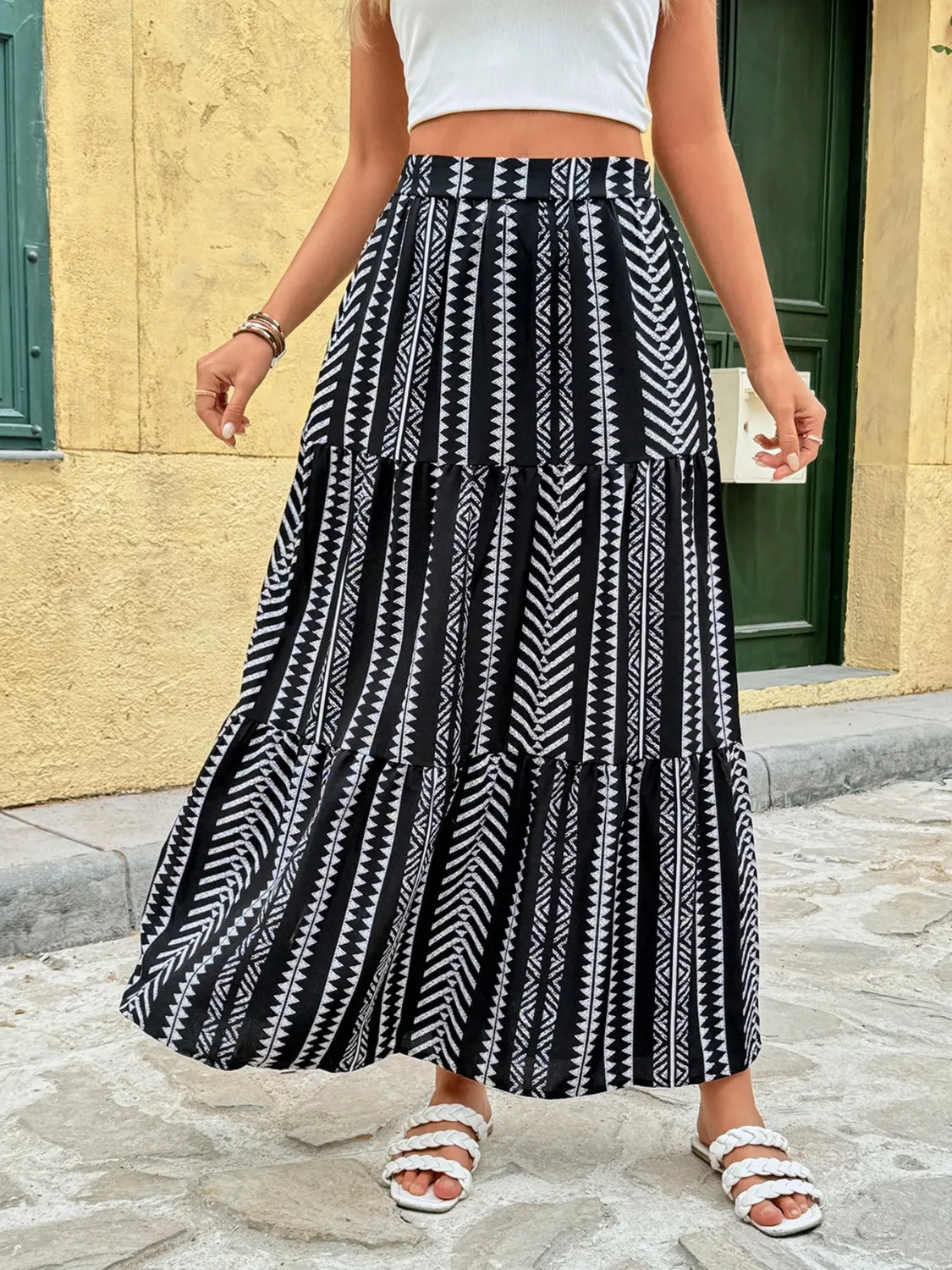 Printed High Waist Skirt.