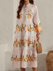 Printed Long Sleeve Midi Dress.