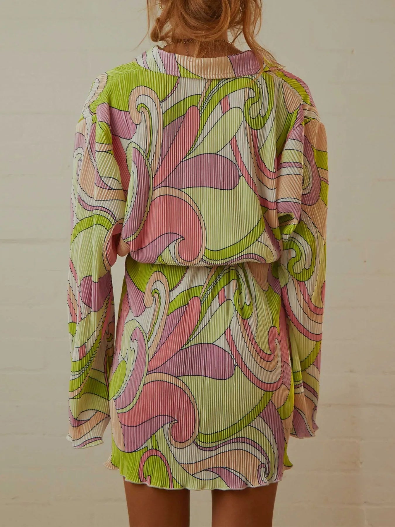 Printed Long Sleeve Mini Dress.