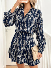 Printed Long Sleeve Shirt Dress.