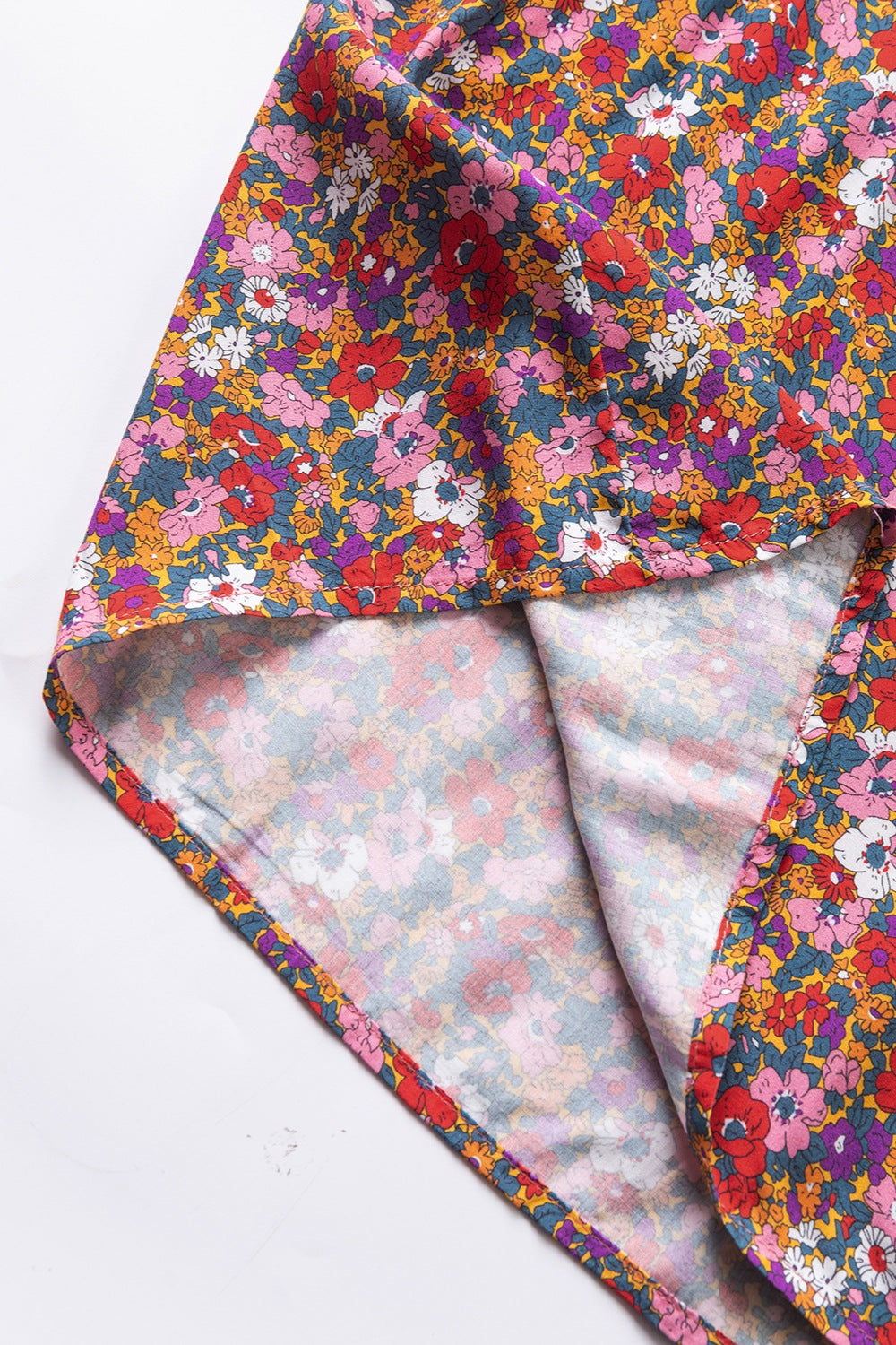 Printed Mock Neck Short Sleeve Blouse.