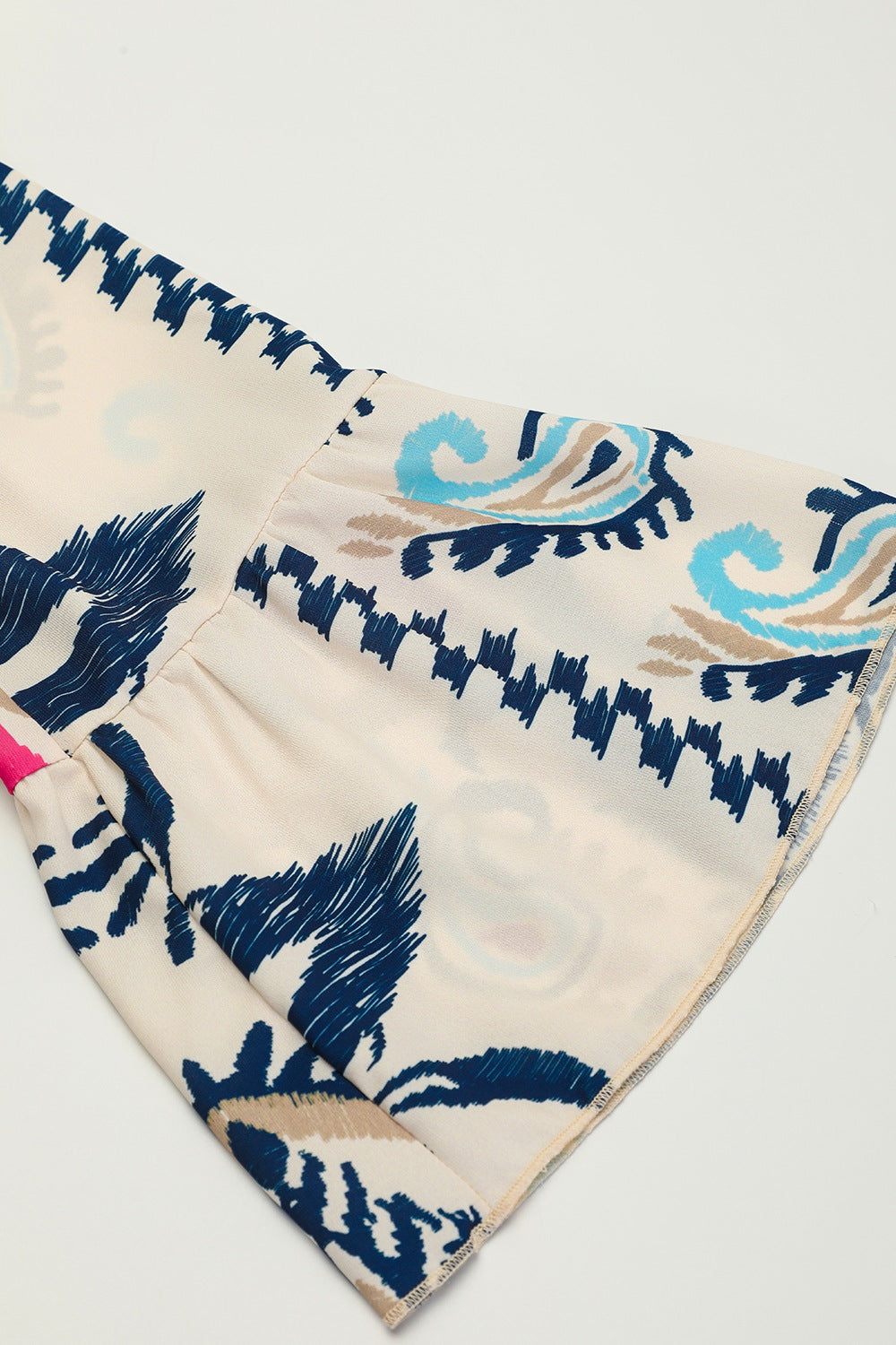 Printed Notched Three-Quarter Sleeve Mini Dress.