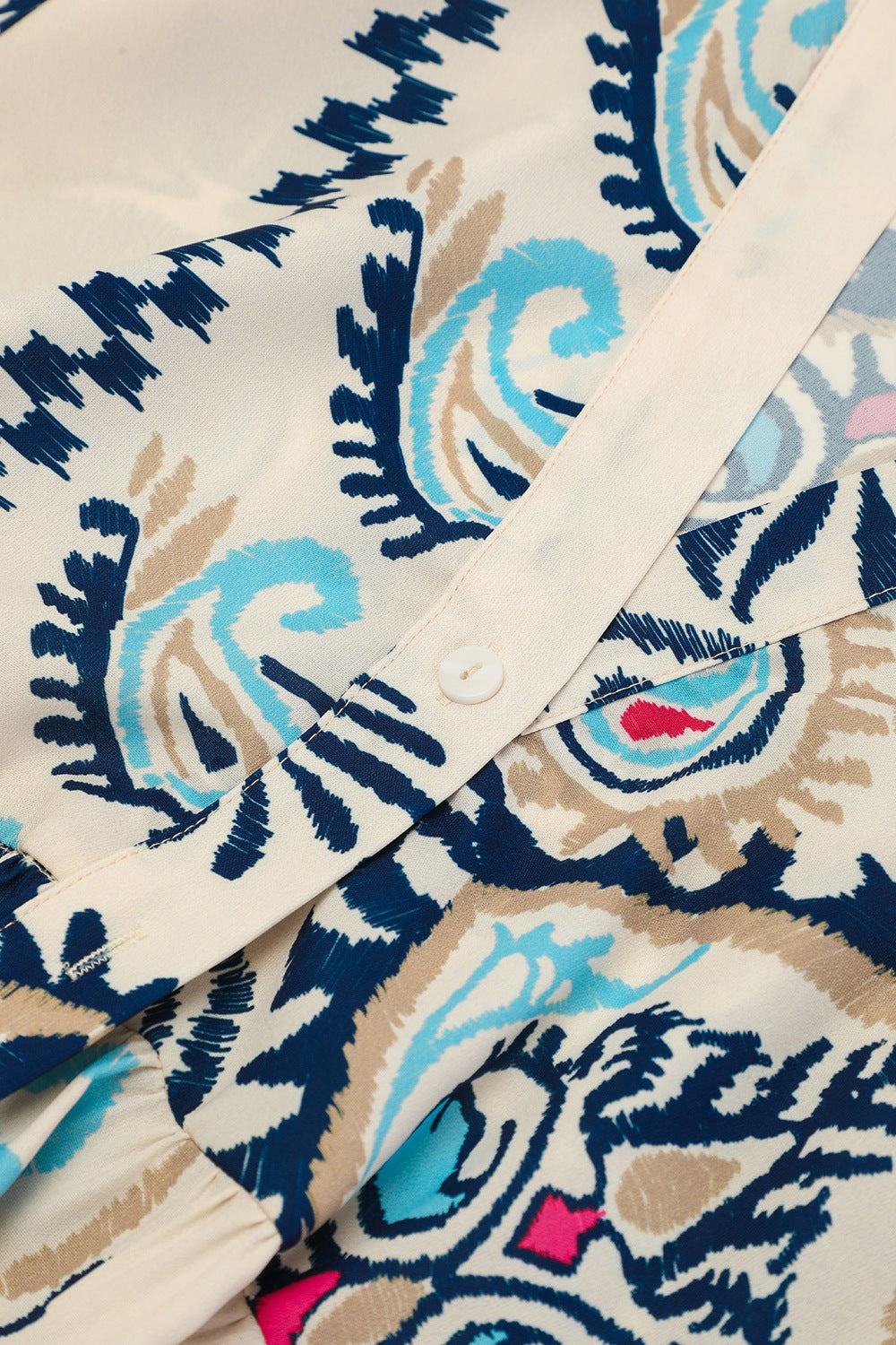 Printed Notched Three-Quarter Sleeve Mini Dress.