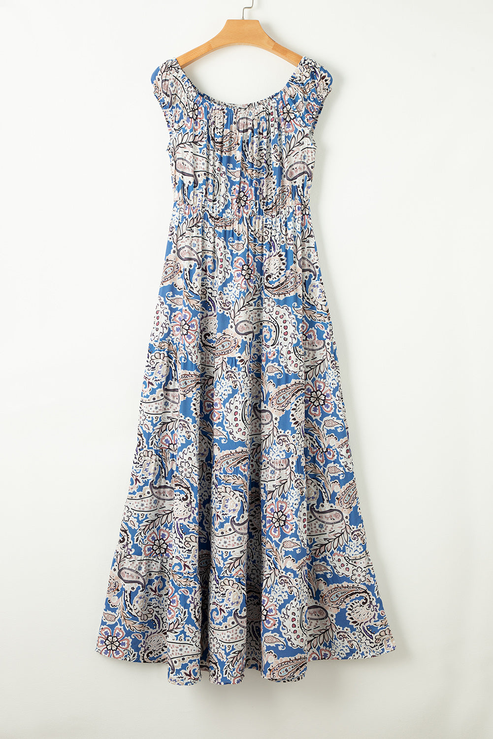 Printed Off-Shoulder Short Sleeve Dress.