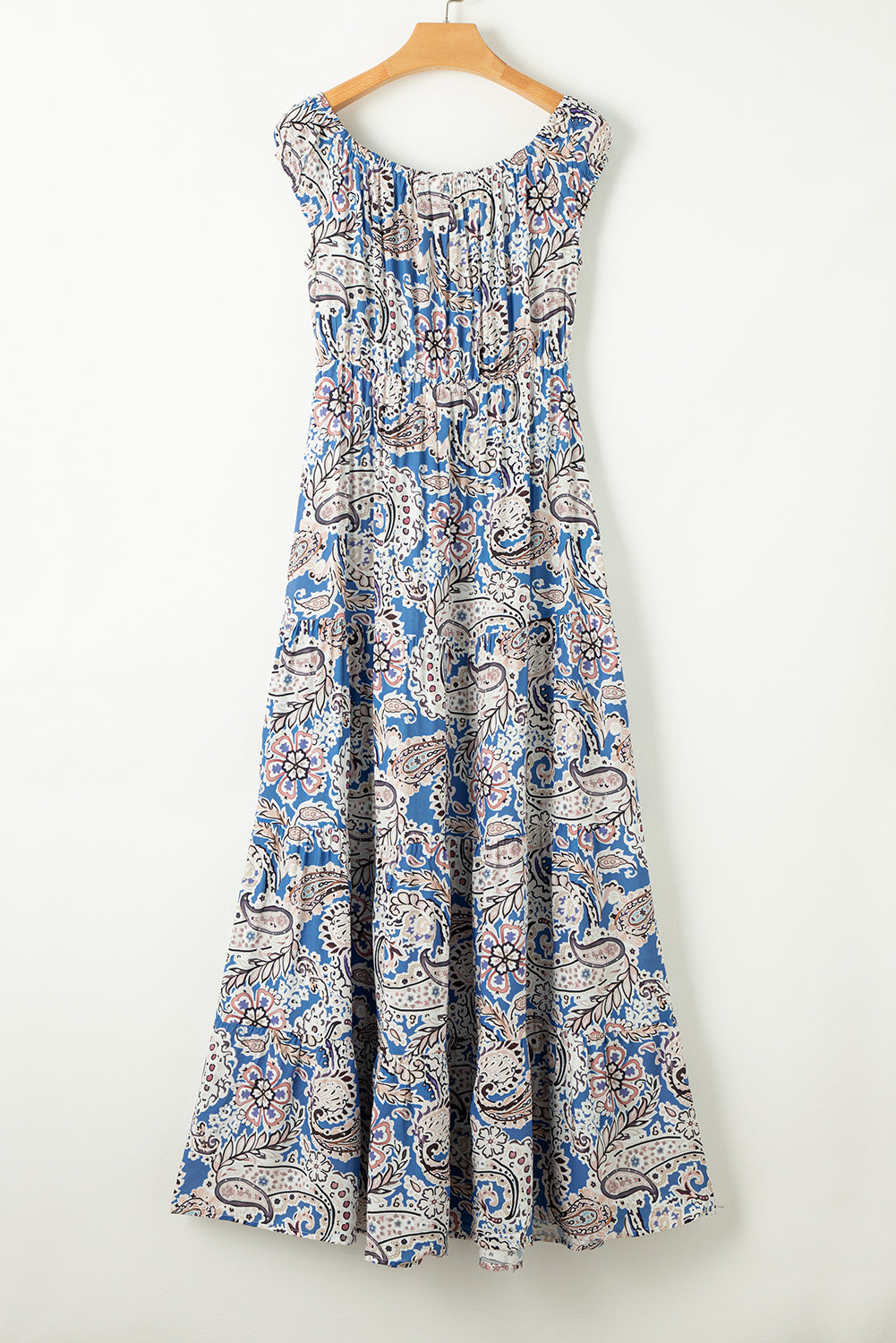 Printed Off-Shoulder Short Sleeve Dress.