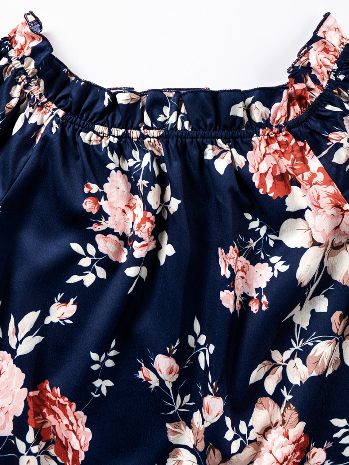Printed Off-Shoulder Flounce Sleeve Blouse with Frill.