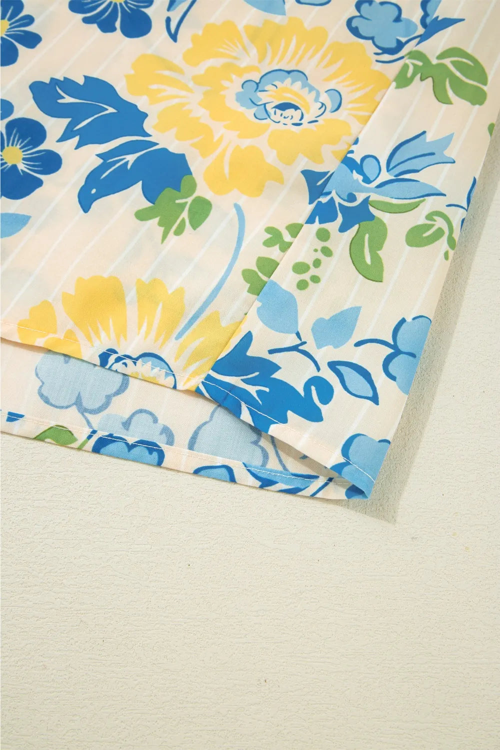 Printed Puff Sleeve Button Down Summer Shirt.