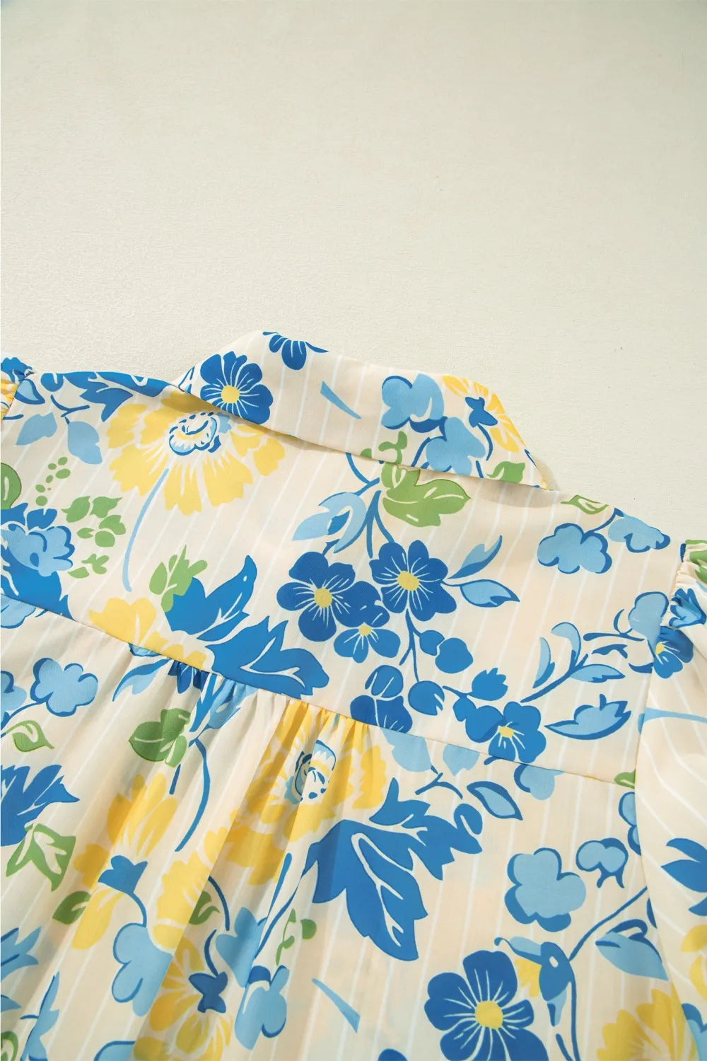Printed Puff Sleeve Button Down Summer Shirt.
