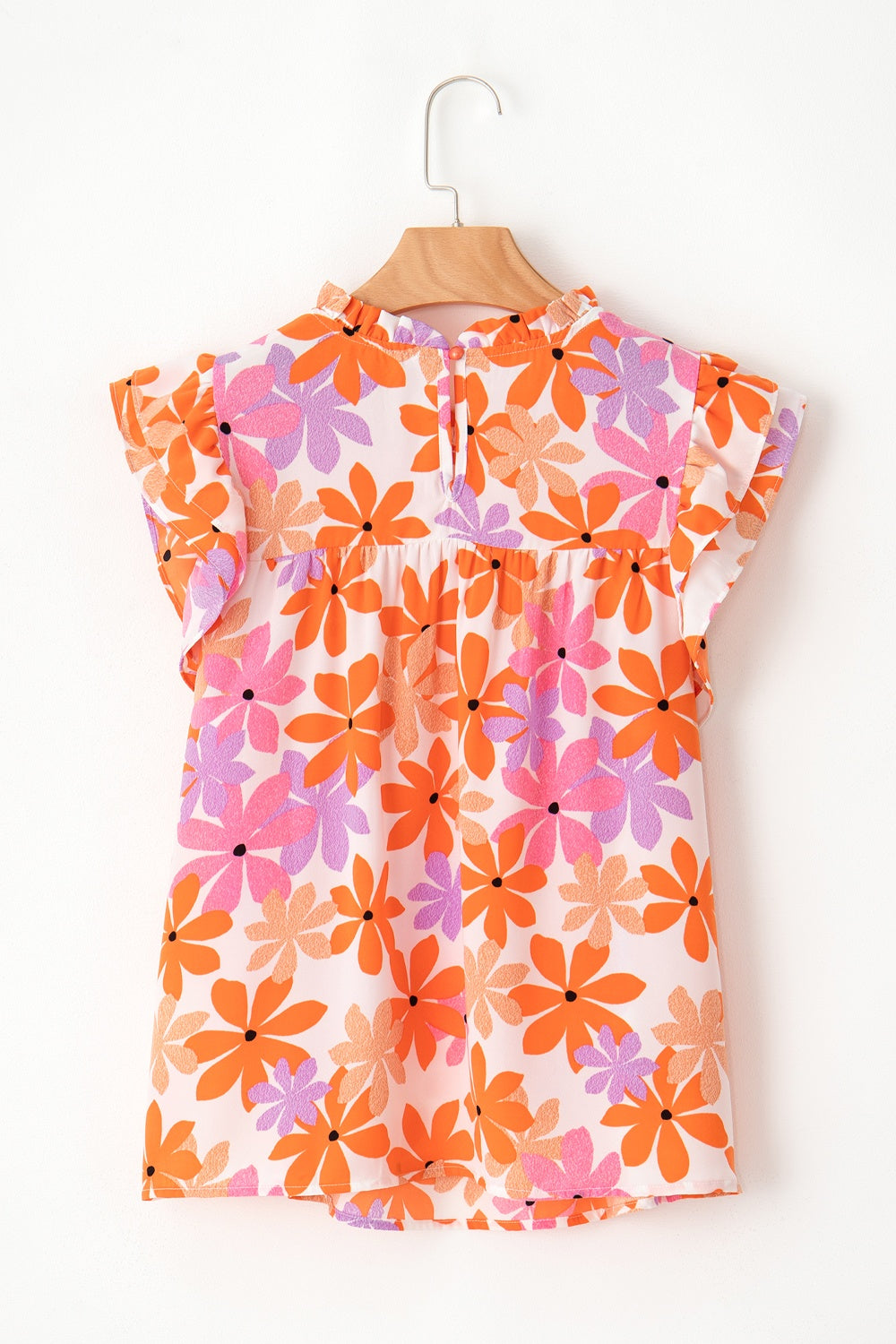 Printed Round Neck Cap Sleeve Blouse.