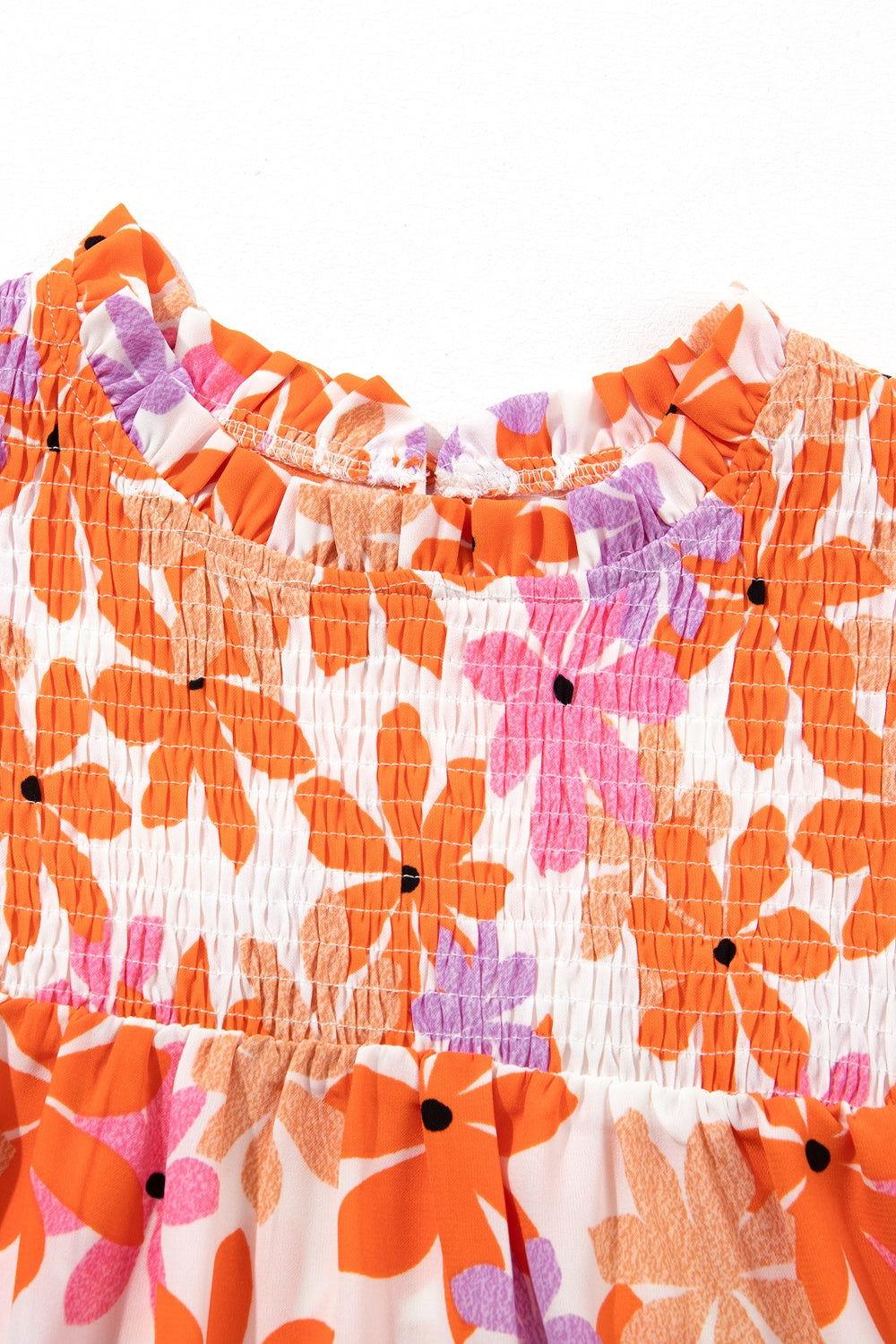Printed Round Neck Cap Sleeve Blouse.