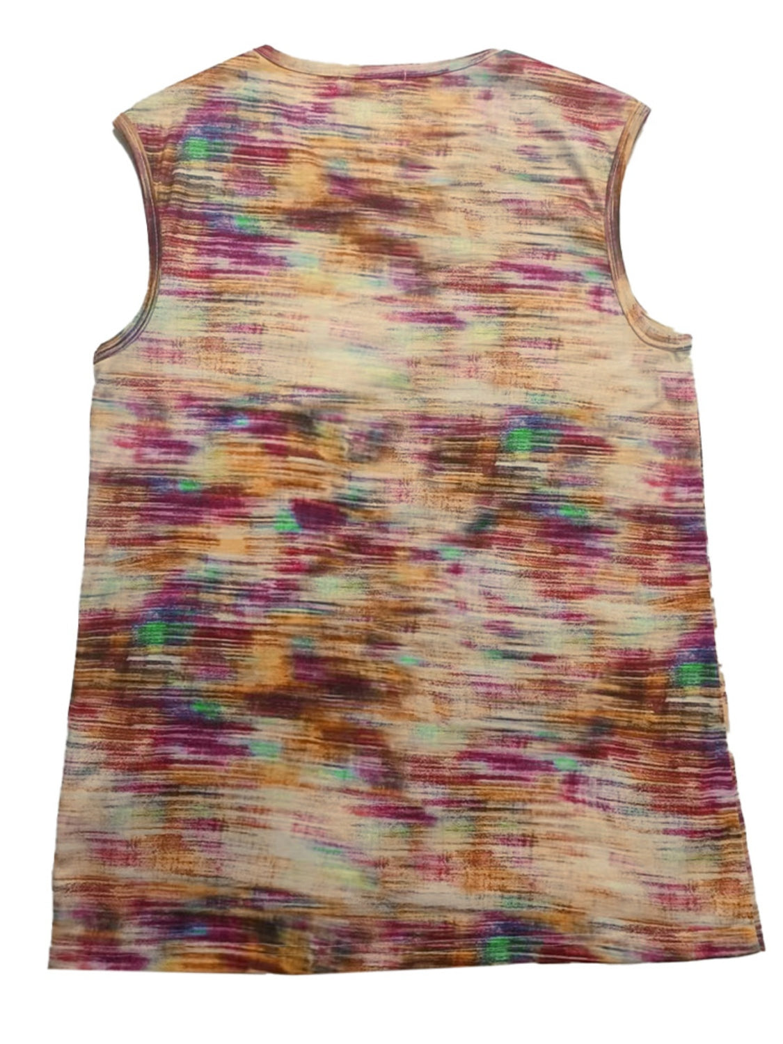 Shiny Printed Round Neck Cap Sleeve Top.
