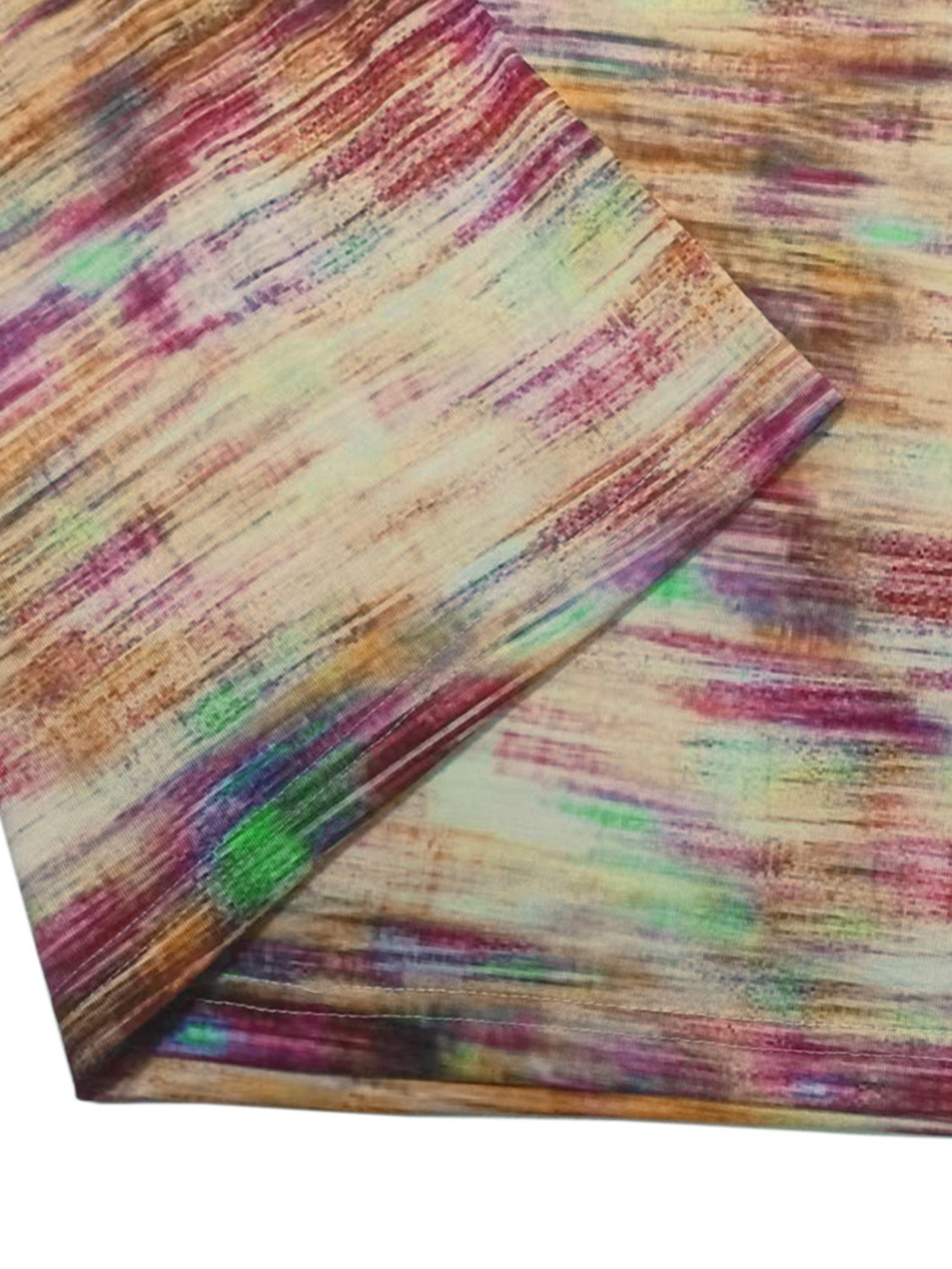 Shiny Printed Round Neck Cap Sleeve Top.