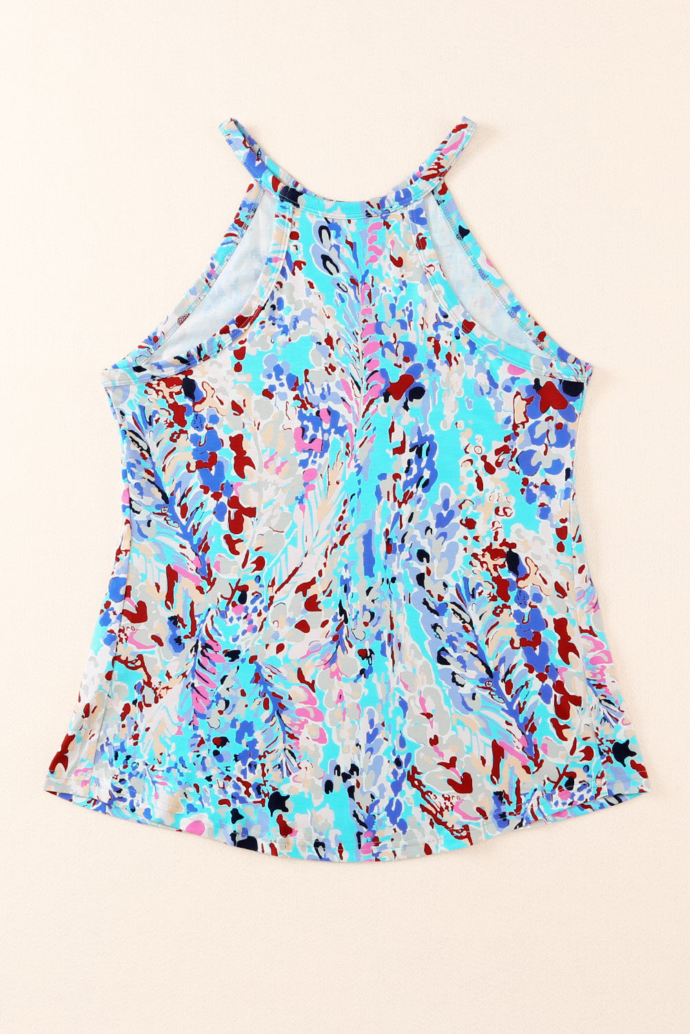 Printed round neck tank top.