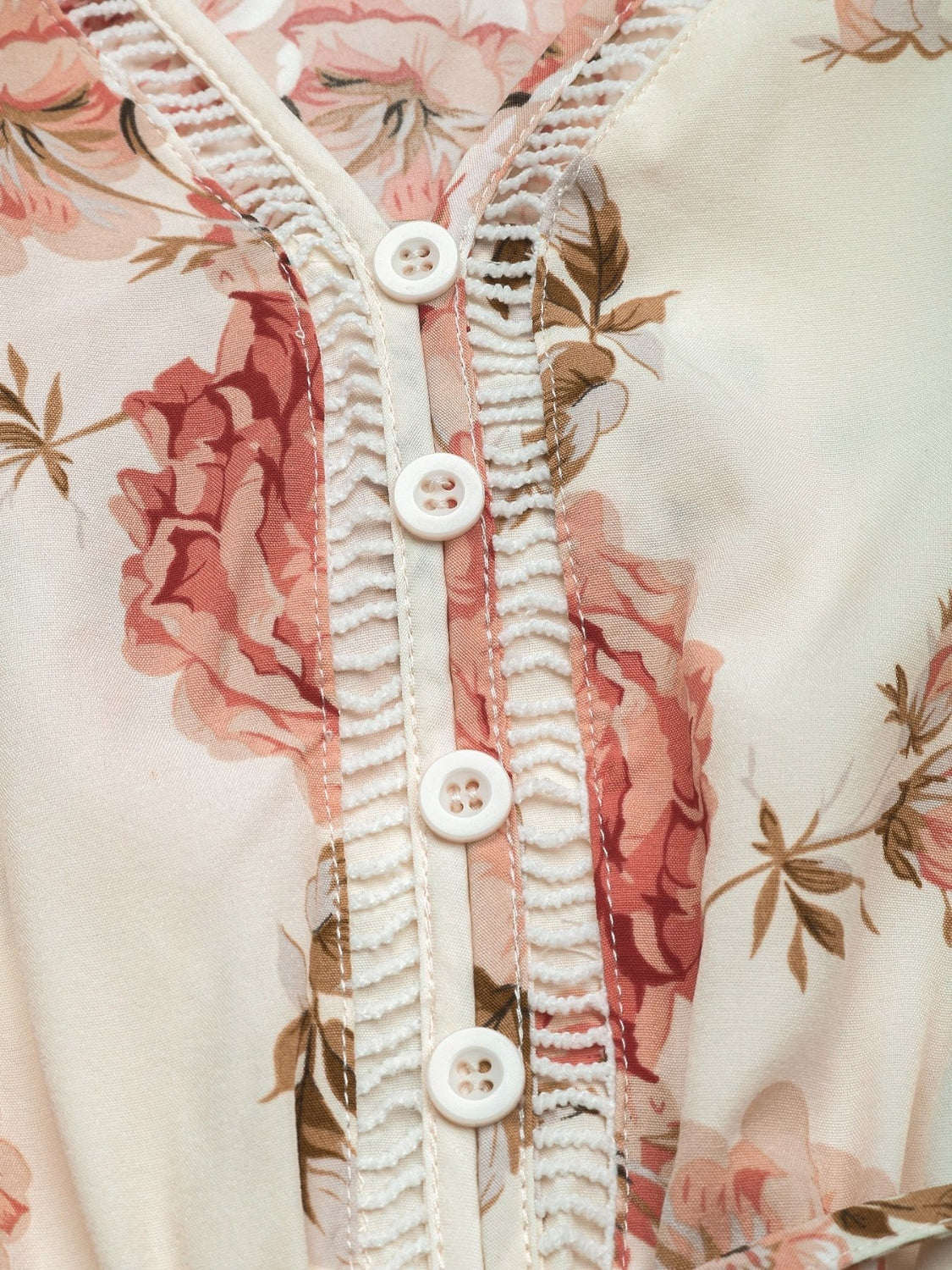 Printed Ruffled Hem V-Neck Sleeveless Dress.