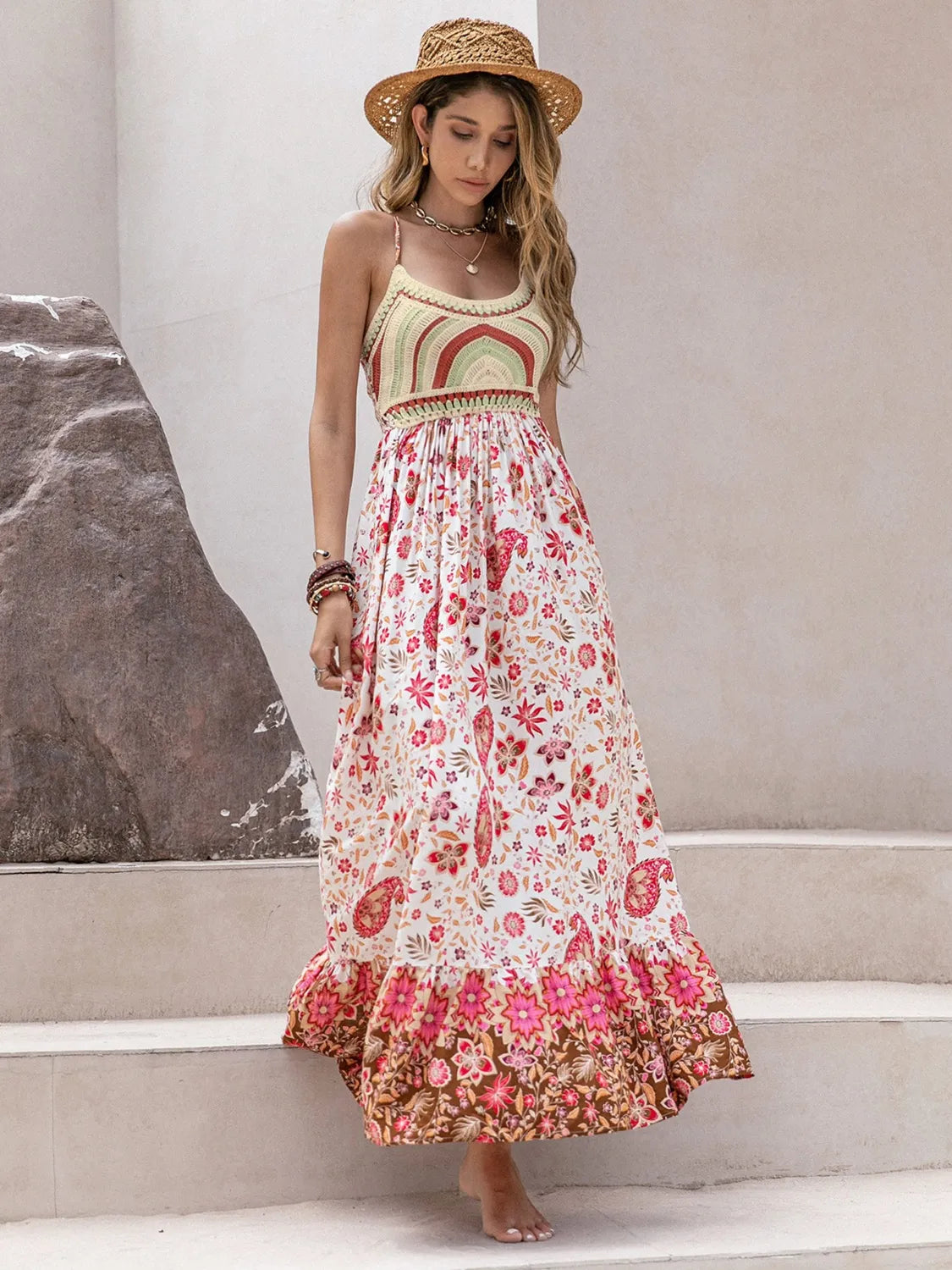 Printed Scoop Neck Cami Dress.