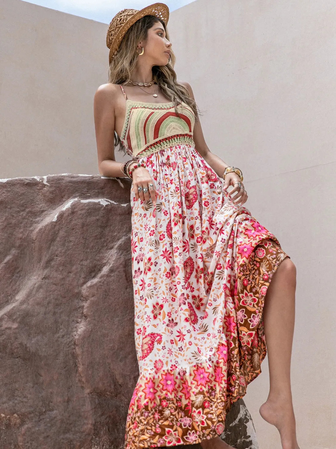 Printed Scoop Neck Cami Dress.