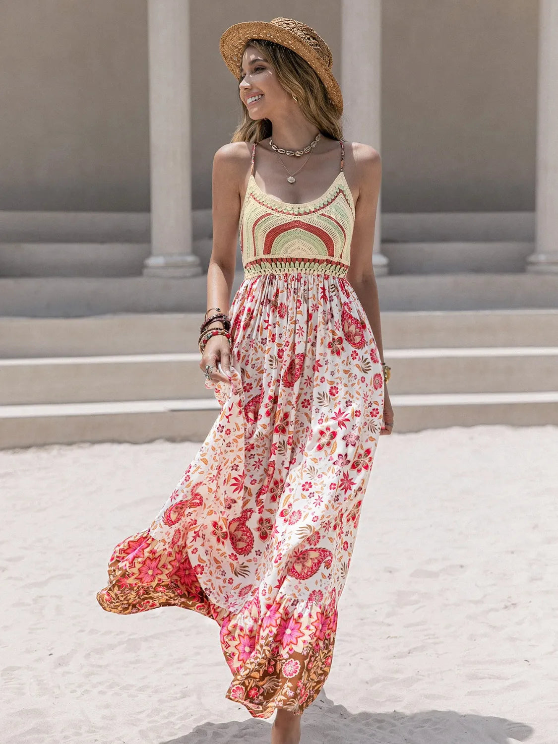 Printed Scoop Neck Cami Dress.