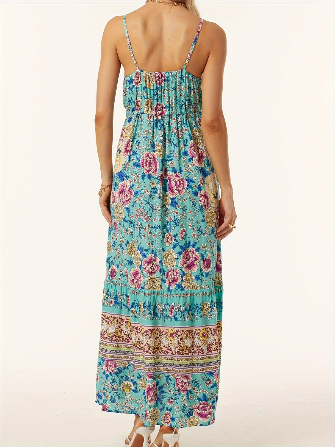 Printed Scoop Neck Midi Cami Dress.
