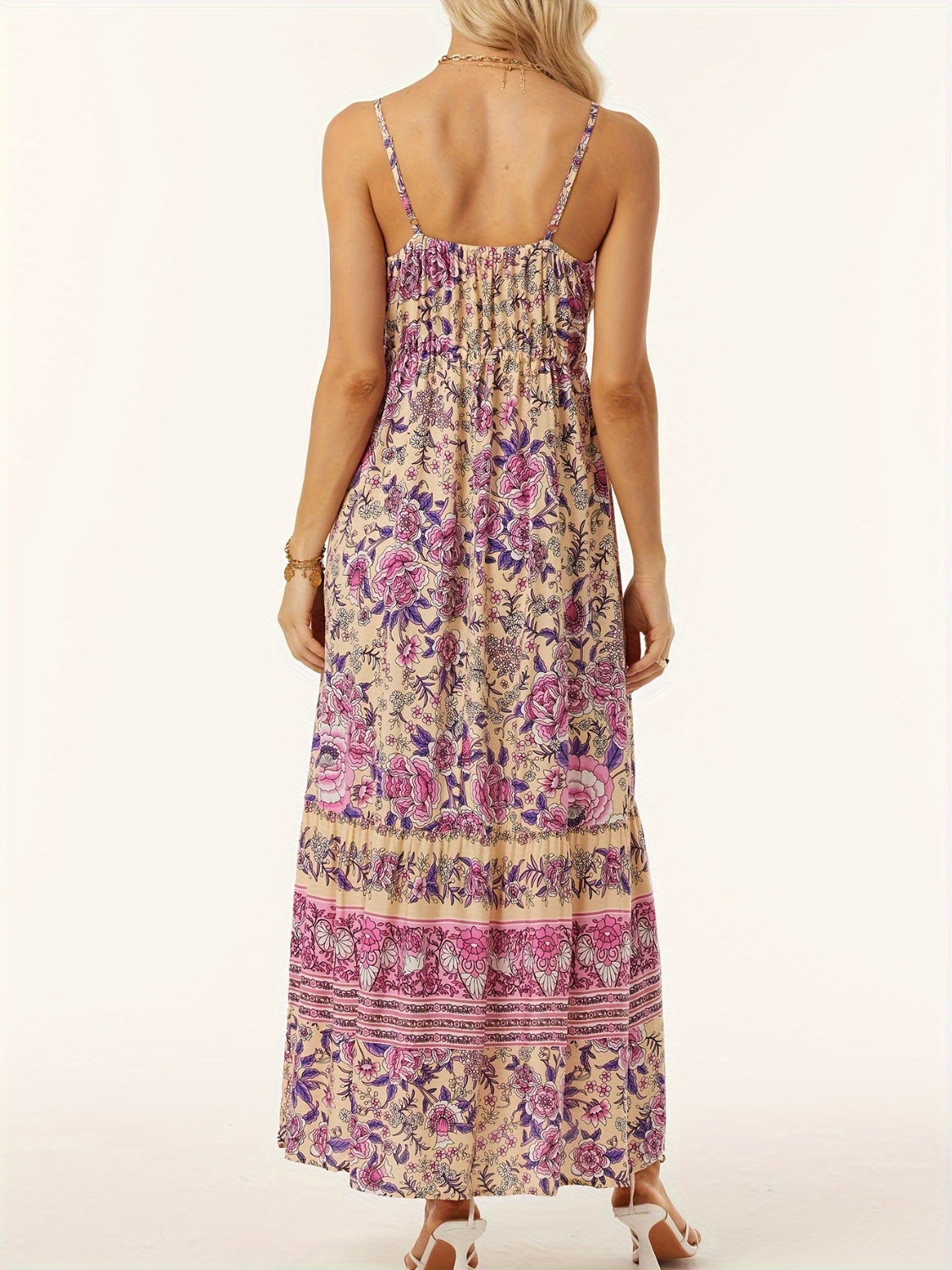 Printed Scoop Neck Midi Cami Dress.