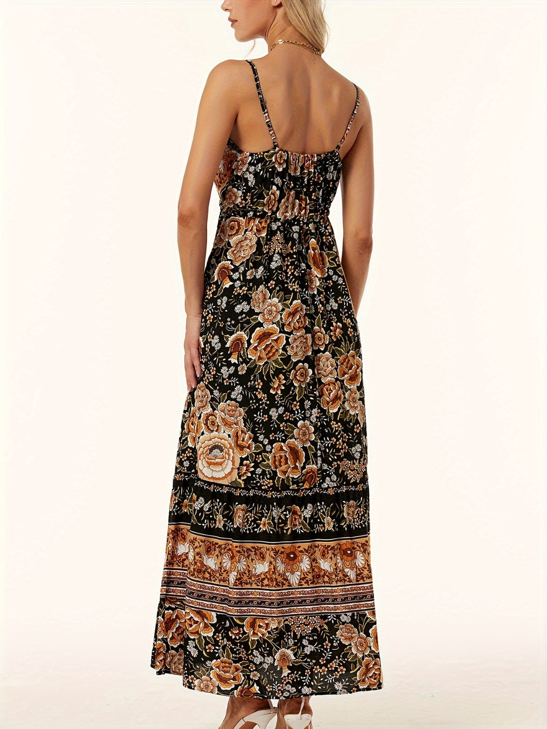 Printed Scoop Neck Midi Cami Dress.