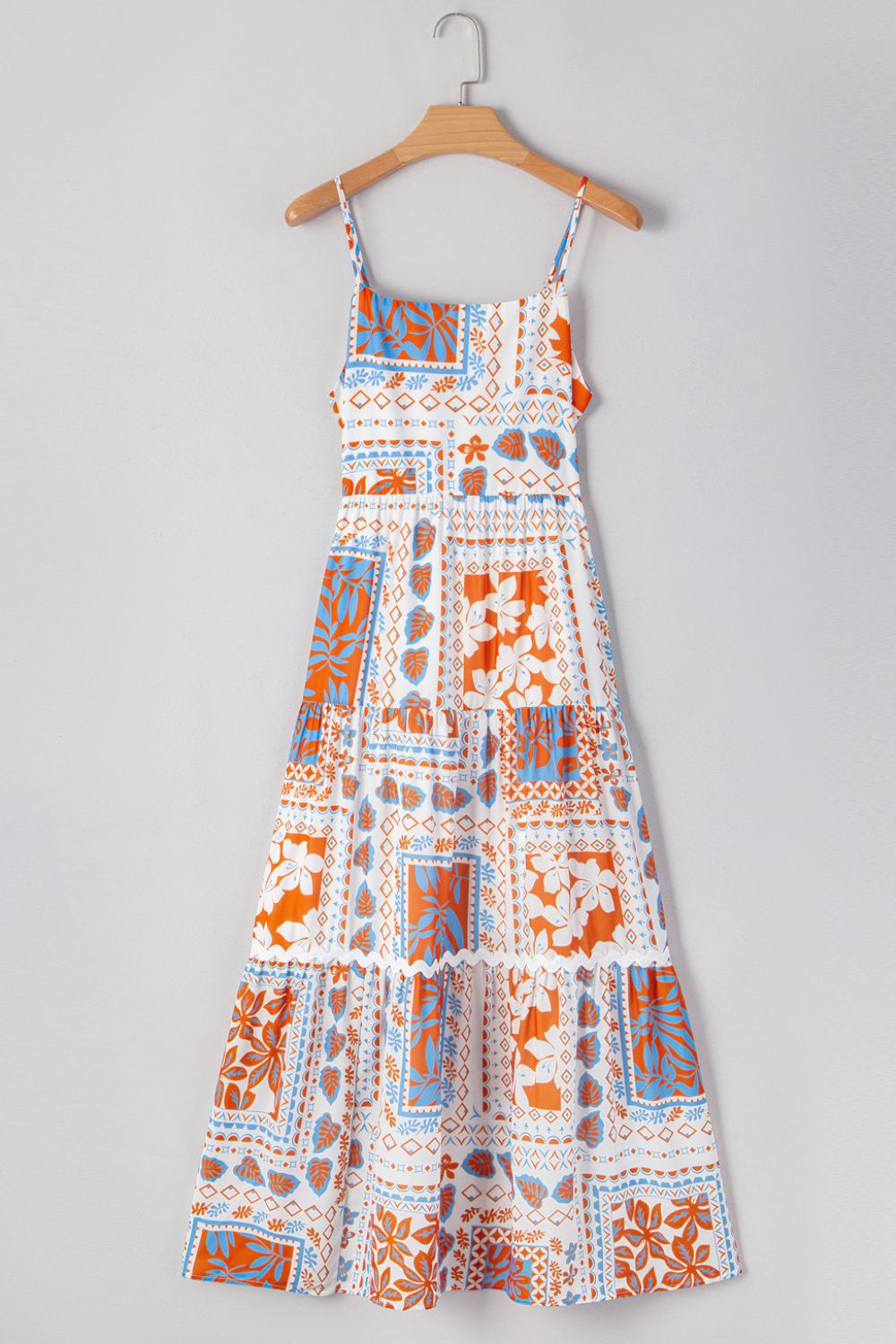 Printed Smocked Back Ricrac Trim Cami Dress.