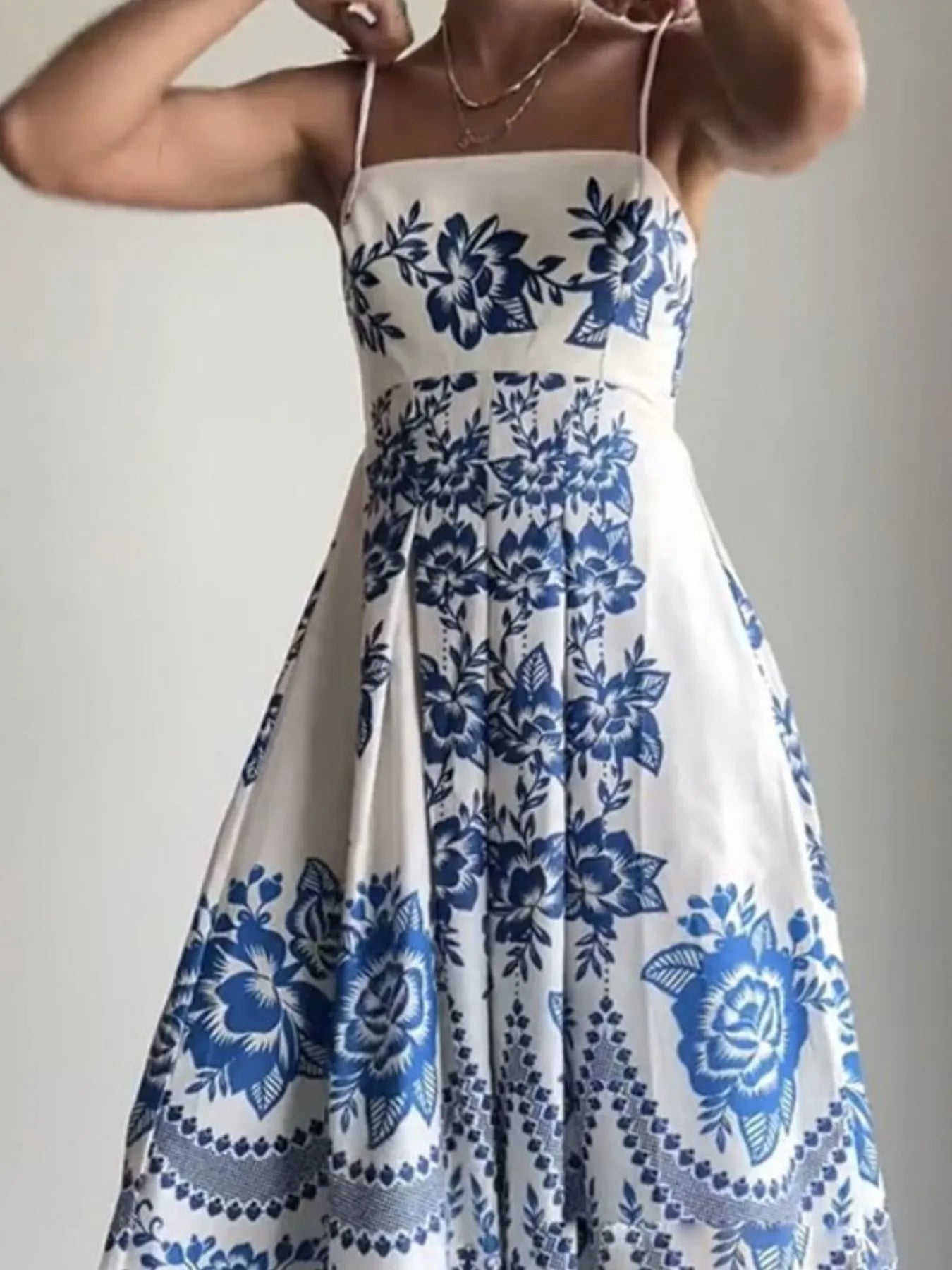 Printed Spaghetti Strap Maxi Dress.