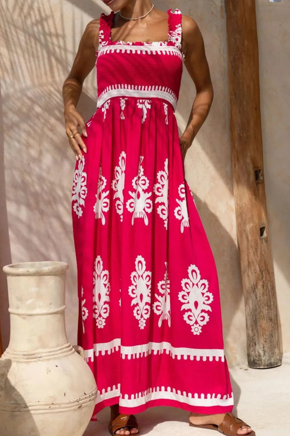 Printed Square Neck Cami Dress.