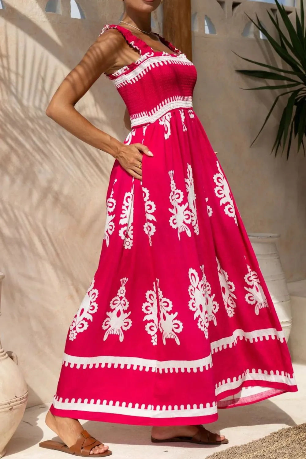Printed Square Neck Cami Dress.