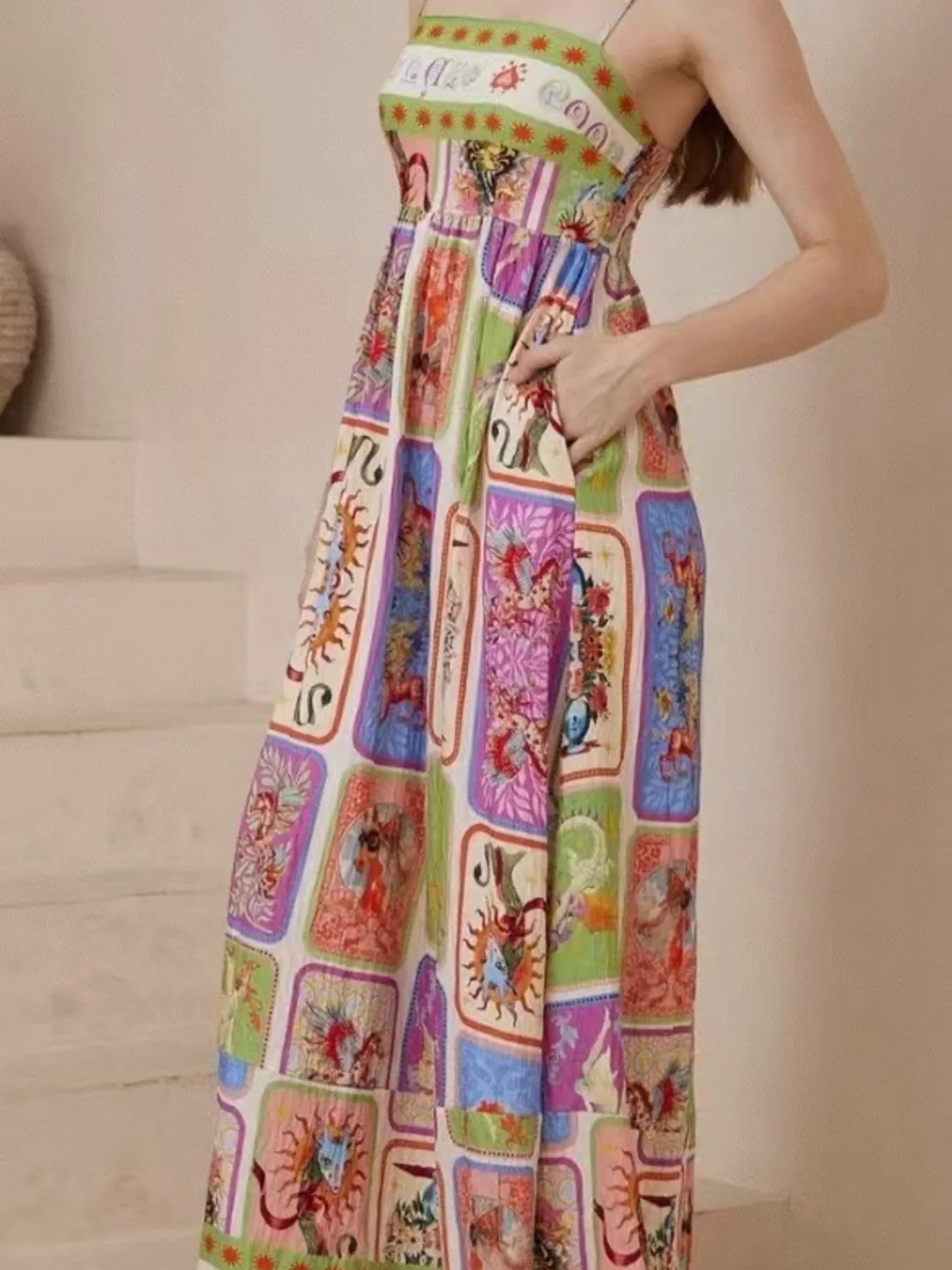 Printed Square Neck Cami Dress.
