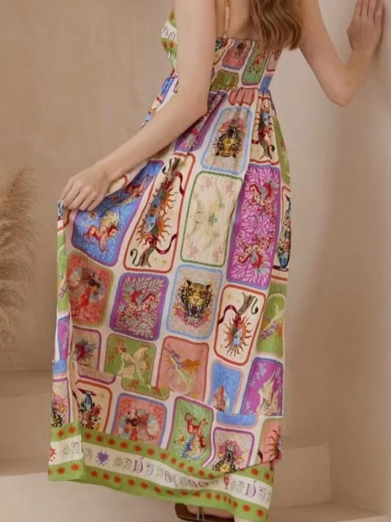 Printed Square Neck Cami Dress.