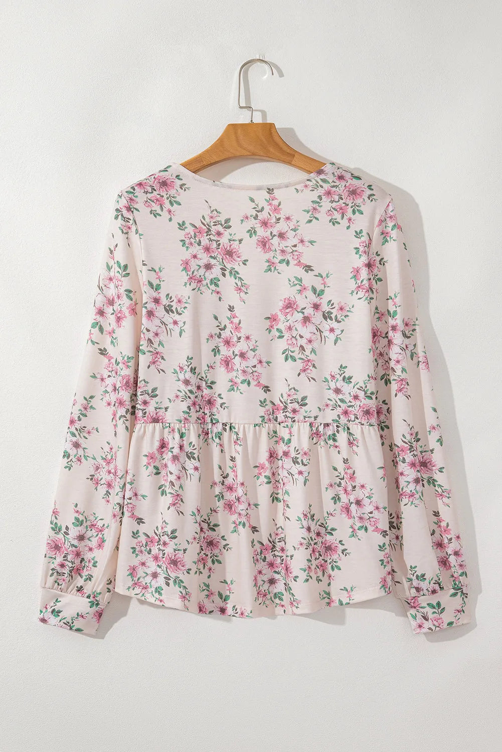 Printed Square Neck Long Sleeve Blouse.