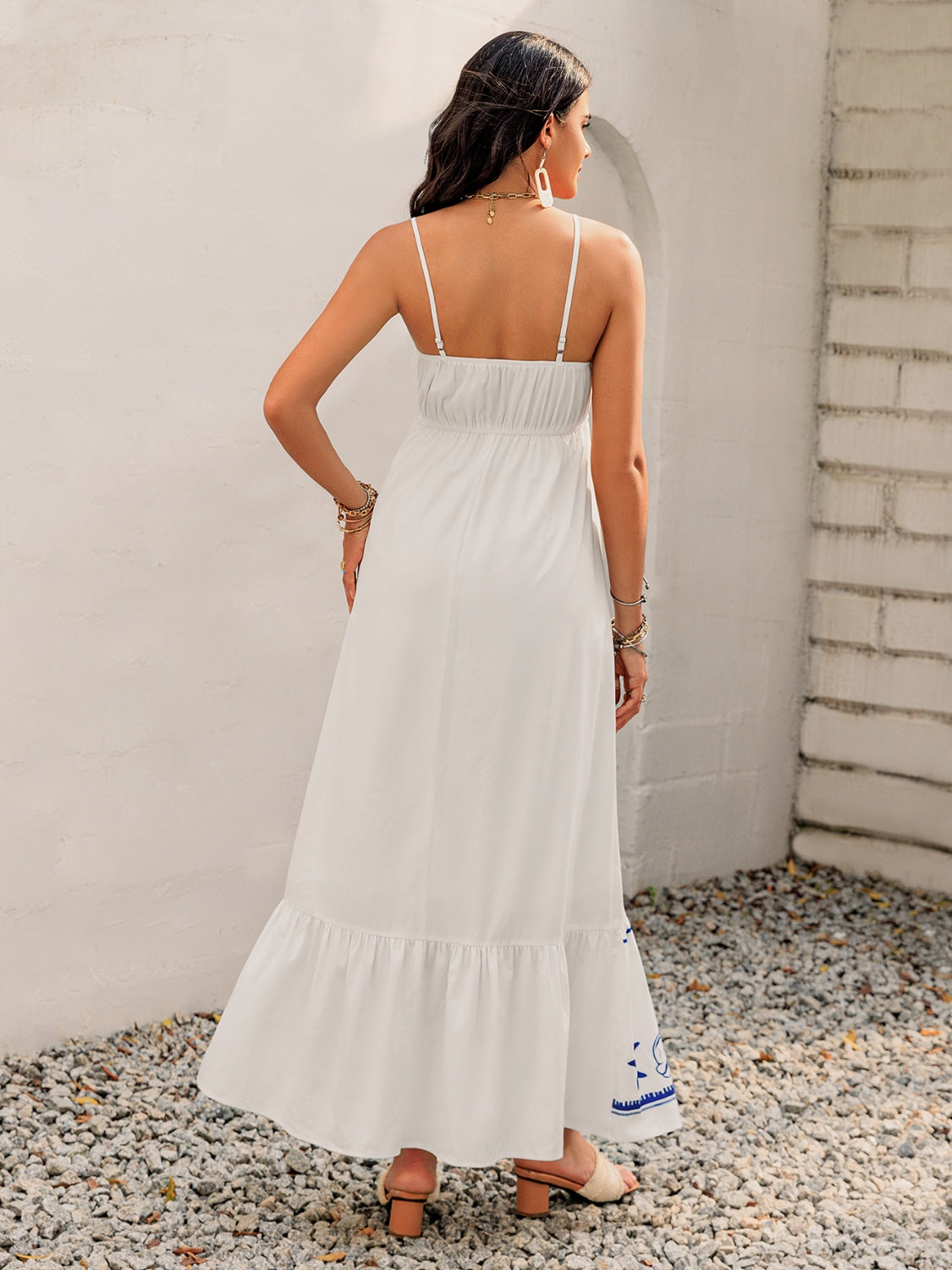 Printed Square Neck Maxi Cami Dress.