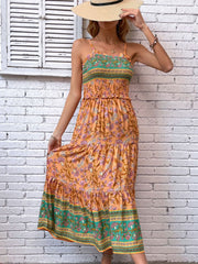 Printed Square Neck Midi Cami Dress.